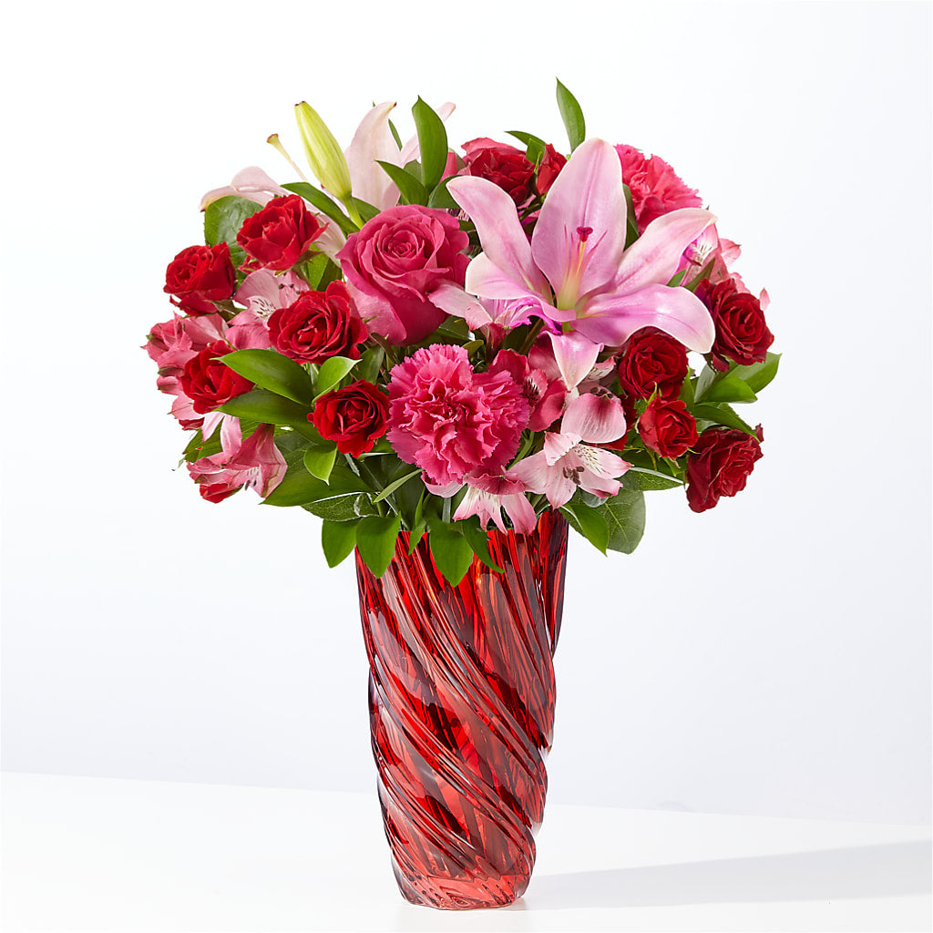 In Love Bouquet with Luxe Swirl Vase – KEITH'S FLOWER SHOP, Mount Gilead OH