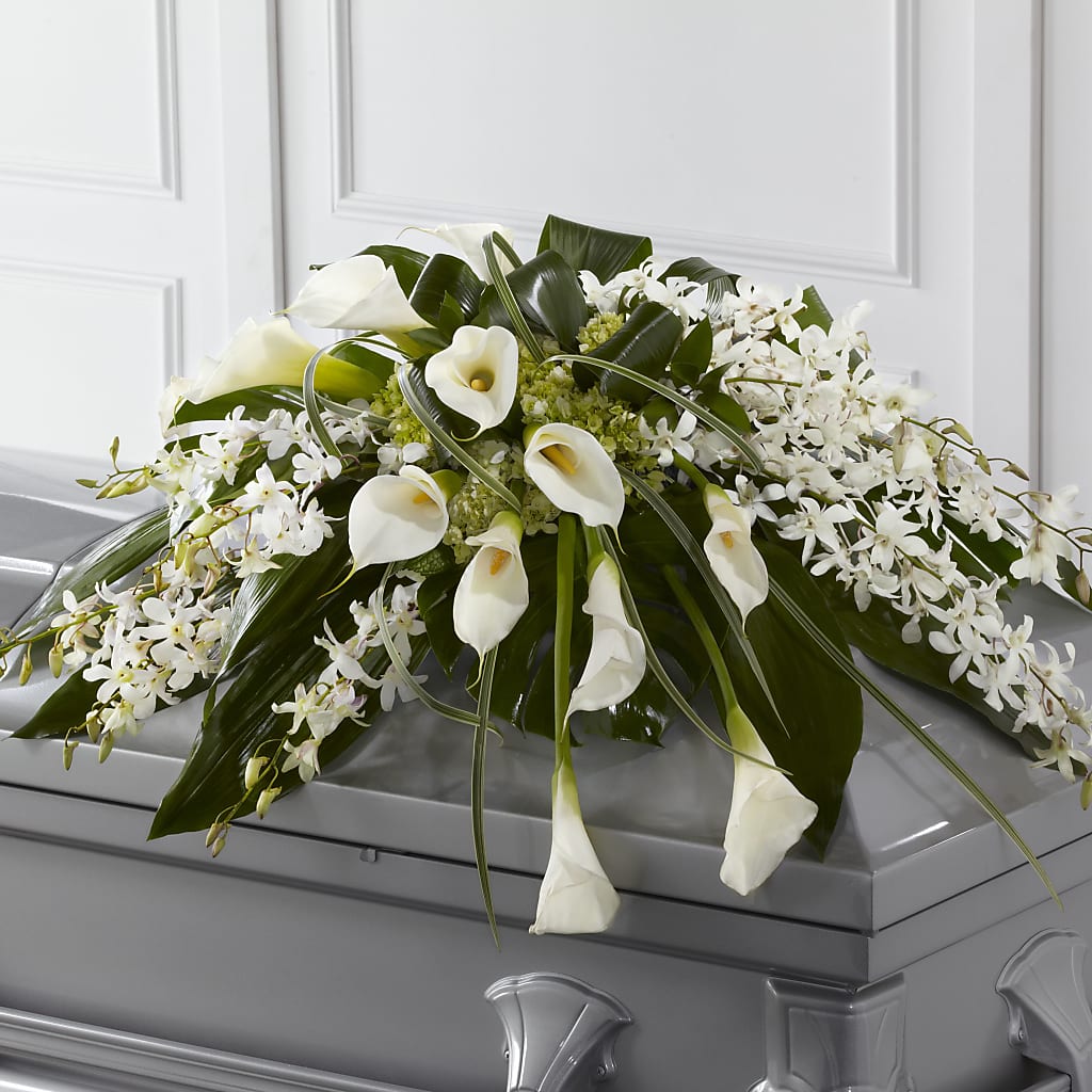 Angel Wings Casket Spray – KEITH'S FLOWER SHOP, Mount Gilead OH