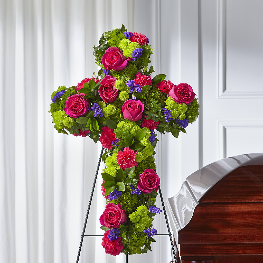 Tribute Rose Floral Cross – KEITH'S FLOWER SHOP, Mount Gilead OH