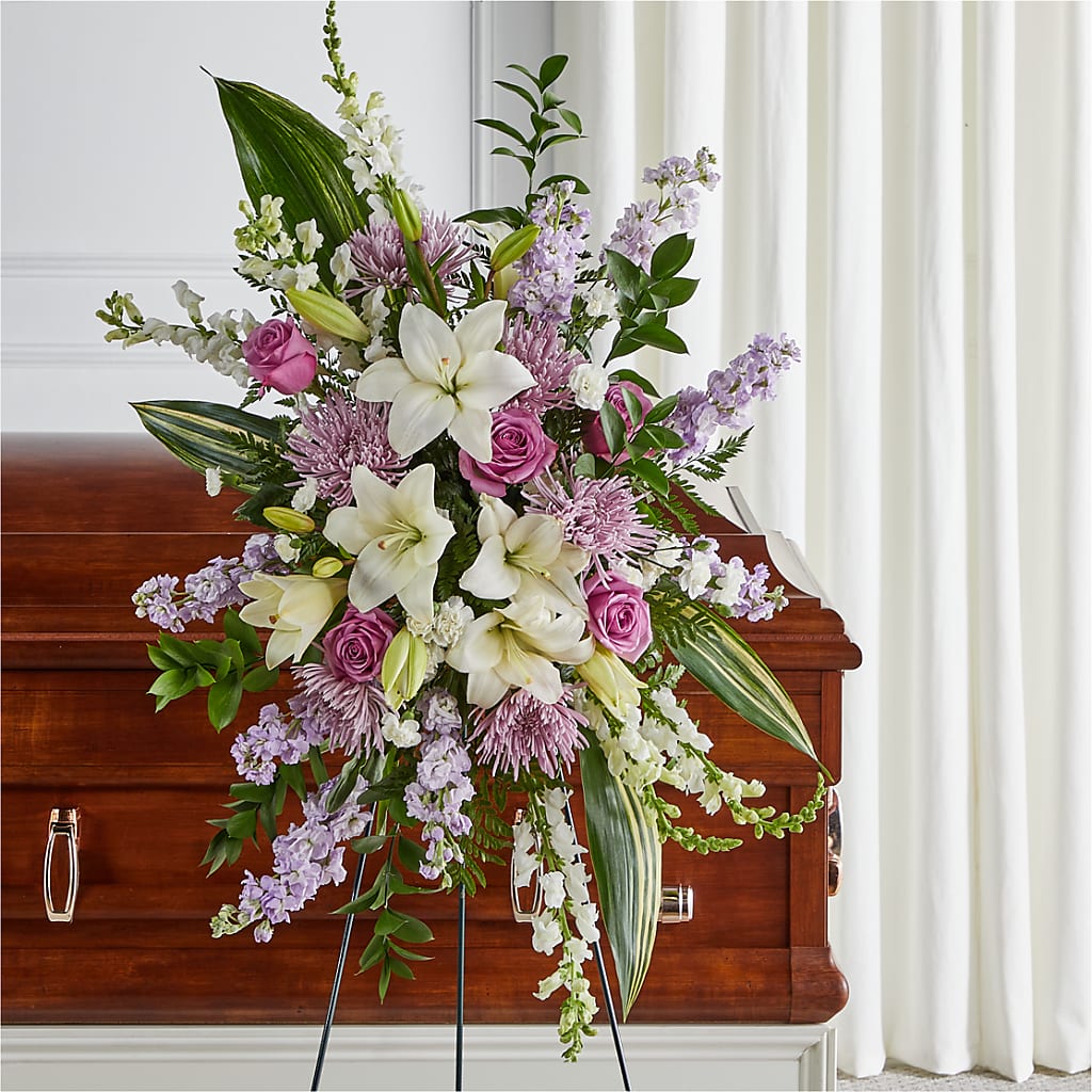 Grateful Hearts Standing Spray – KEITH'S FLOWER SHOP, Mount Gilead OH