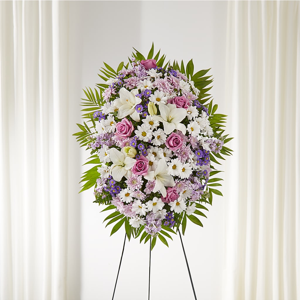 Surrounded by Love Standing Spray – KEITH'S FLOWER SHOP, Mount Gilead OH
