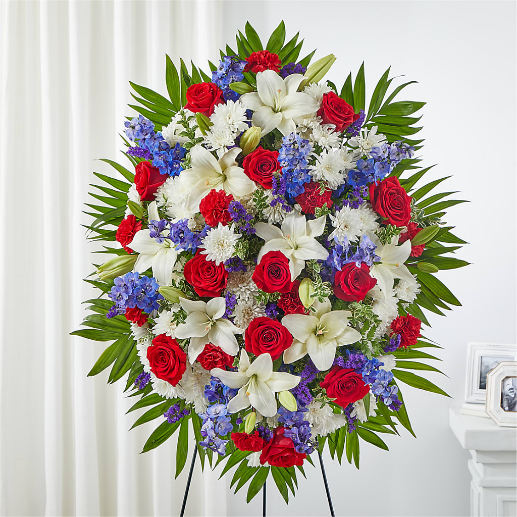 Cherished Service Standing Spray – KEITH'S FLOWER SHOP, Mount Gilead OH