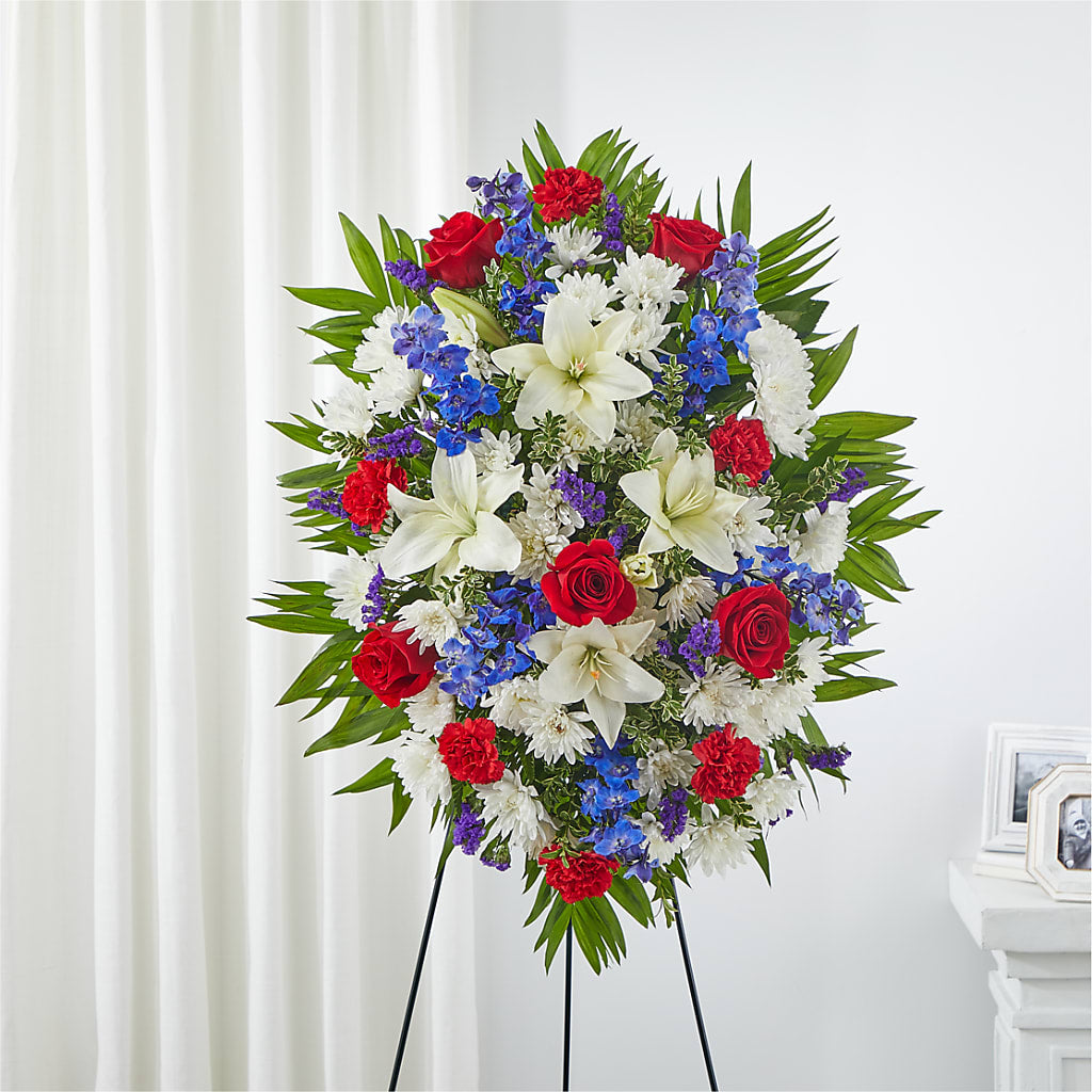 Cherished Service Standing Spray – KEITH'S FLOWER SHOP, Mount Gilead OH
