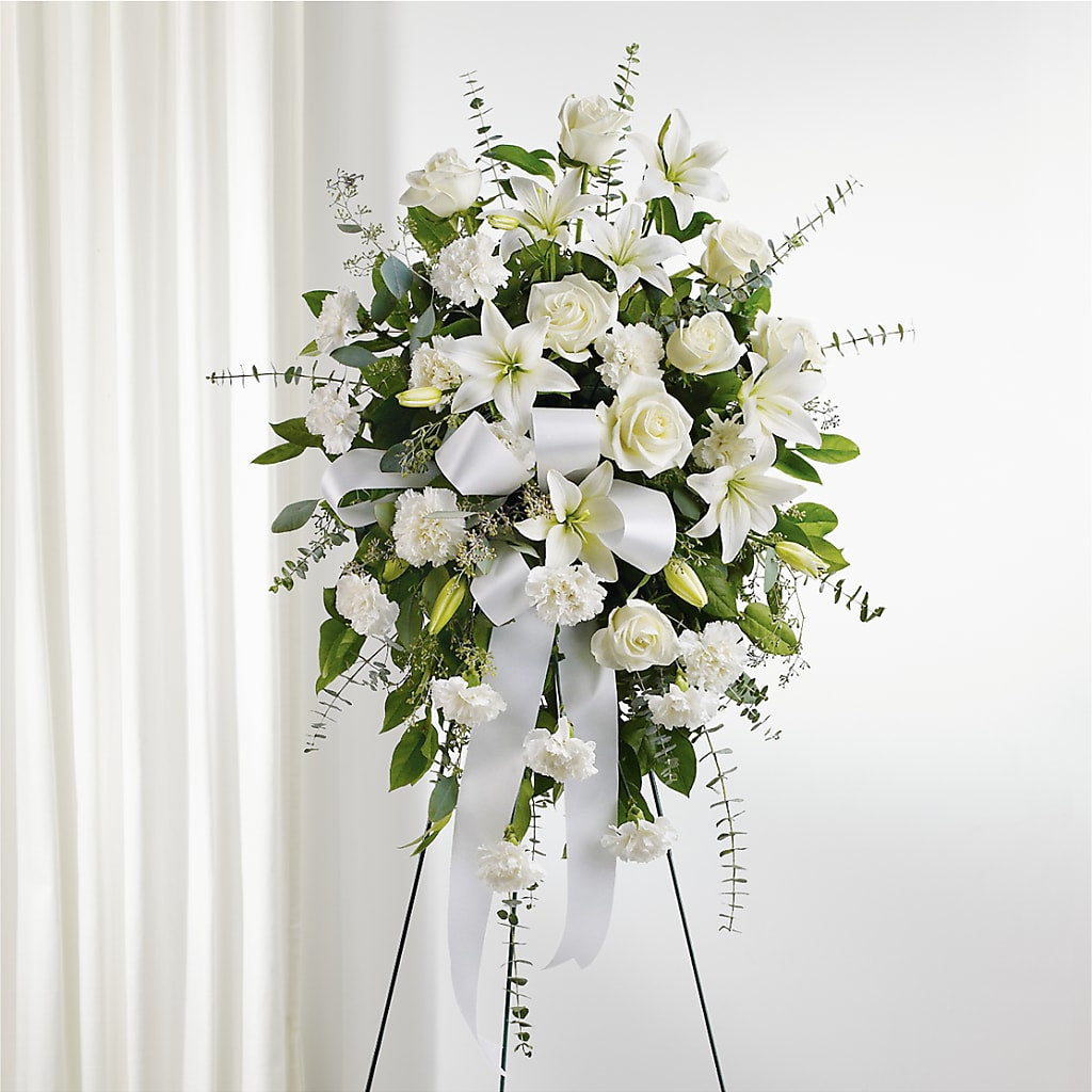 With Care Standing Spray – KEITH'S FLOWER SHOP, Mount Gilead OH
