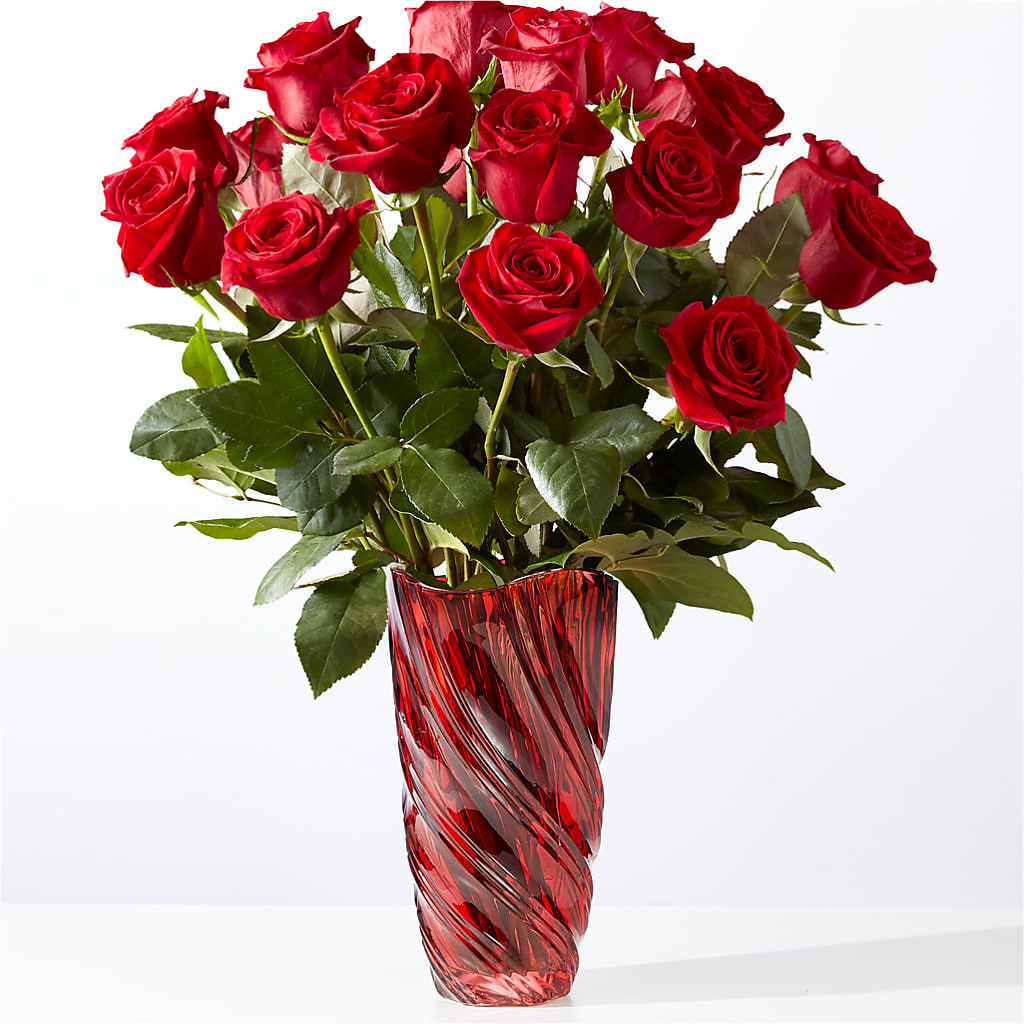 Classic Love Red Rose Bouquet with Luxe Swirl Vase – KEITH'S FLOWER SHOP, Mount Gilead OH