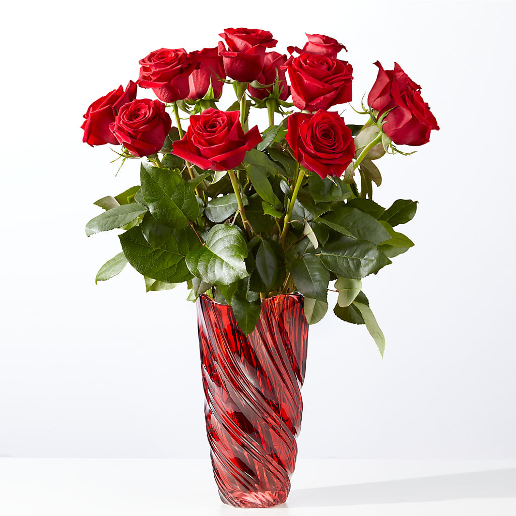 Classic Love Red Rose Bouquet with Luxe Swirl Vase – KEITH'S FLOWER SHOP, Mount Gilead OH