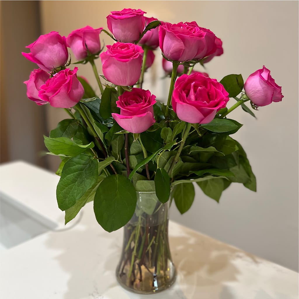 Long Stem Pink Rose Bouquet – KEITH'S FLOWER SHOP, Mount Gilead OH