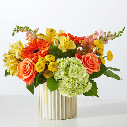 Autumn Sunshine Bouquet with Ivory Vase – KEITH'S FLOWER SHOP, Mount Gilead OH