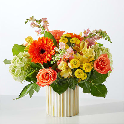 Autumn Sunshine Bouquet with Ivory Vase – KEITH'S FLOWER SHOP, Mount Gilead OH