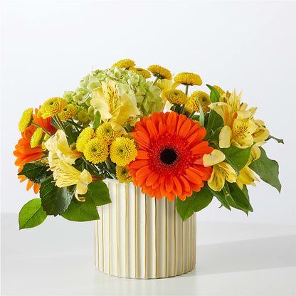 Autumn Sunshine Bouquet with Ivory Vase – KEITH'S FLOWER SHOP, Mount Gilead OH