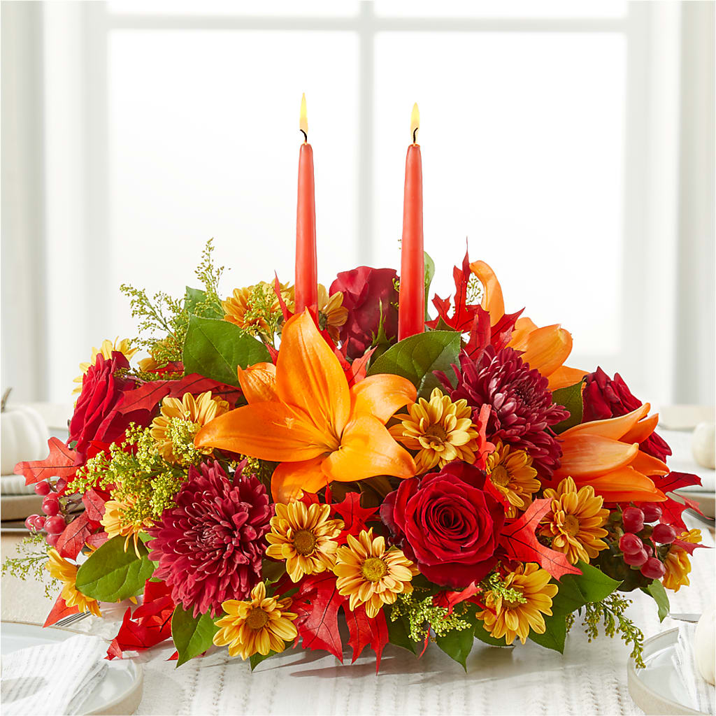 Autumn's Embrace Centerpiece – KEITH'S FLOWER SHOP, Mount Gilead OH