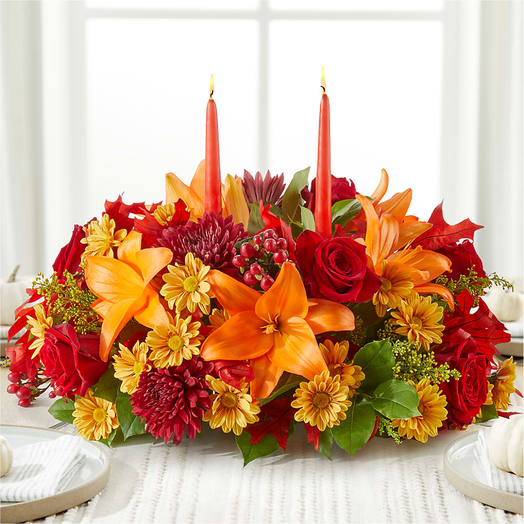 Autumn's Embrace Centerpiece – KEITH'S FLOWER SHOP, Mount Gilead OH